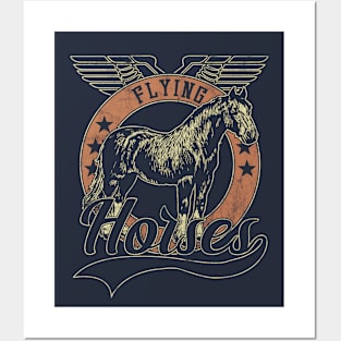 Flying Vintage Horses Posters and Art